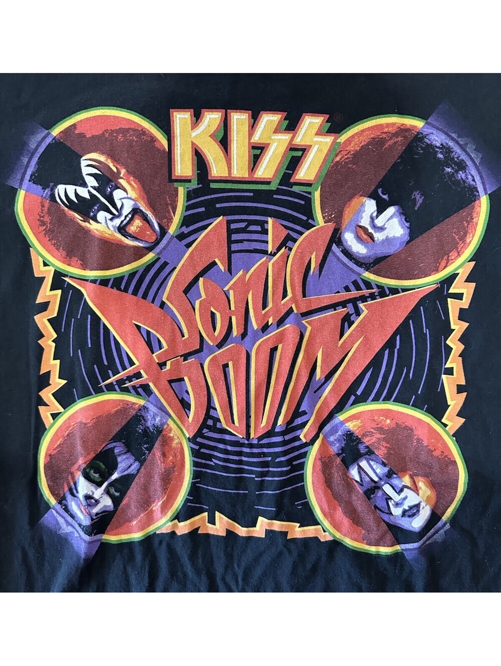 KISS Sonic Boom Band T Shirt 2XL Rock Graphic Tee Oversized Sun Faded Y2K VTG
